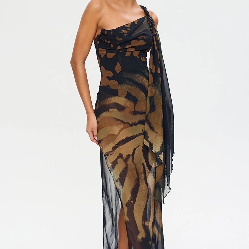 MURCI SOLSTICE Chiffon split hem maxi dress US 4